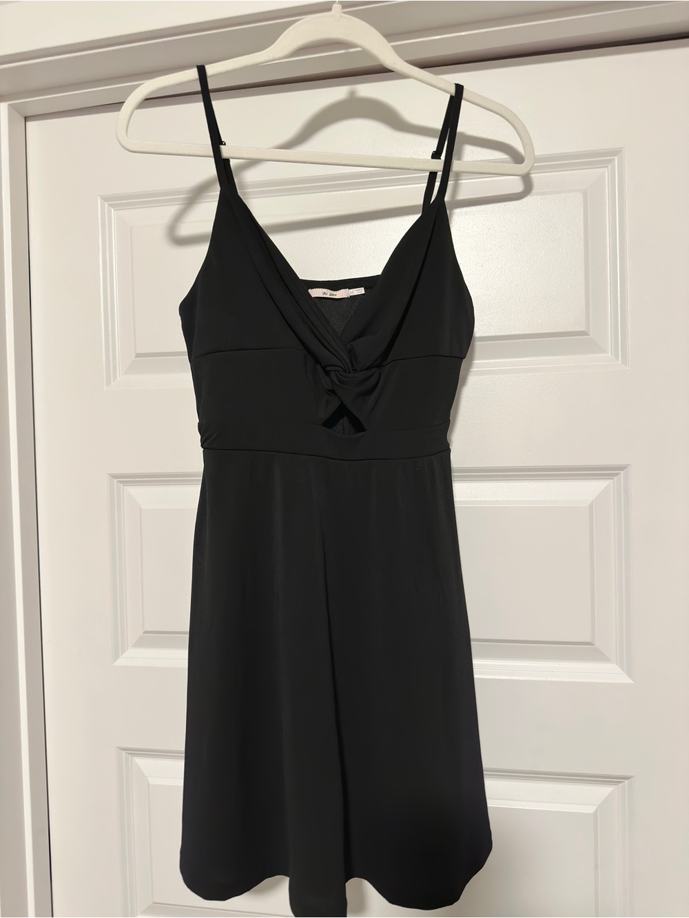 Twist front black mini dress